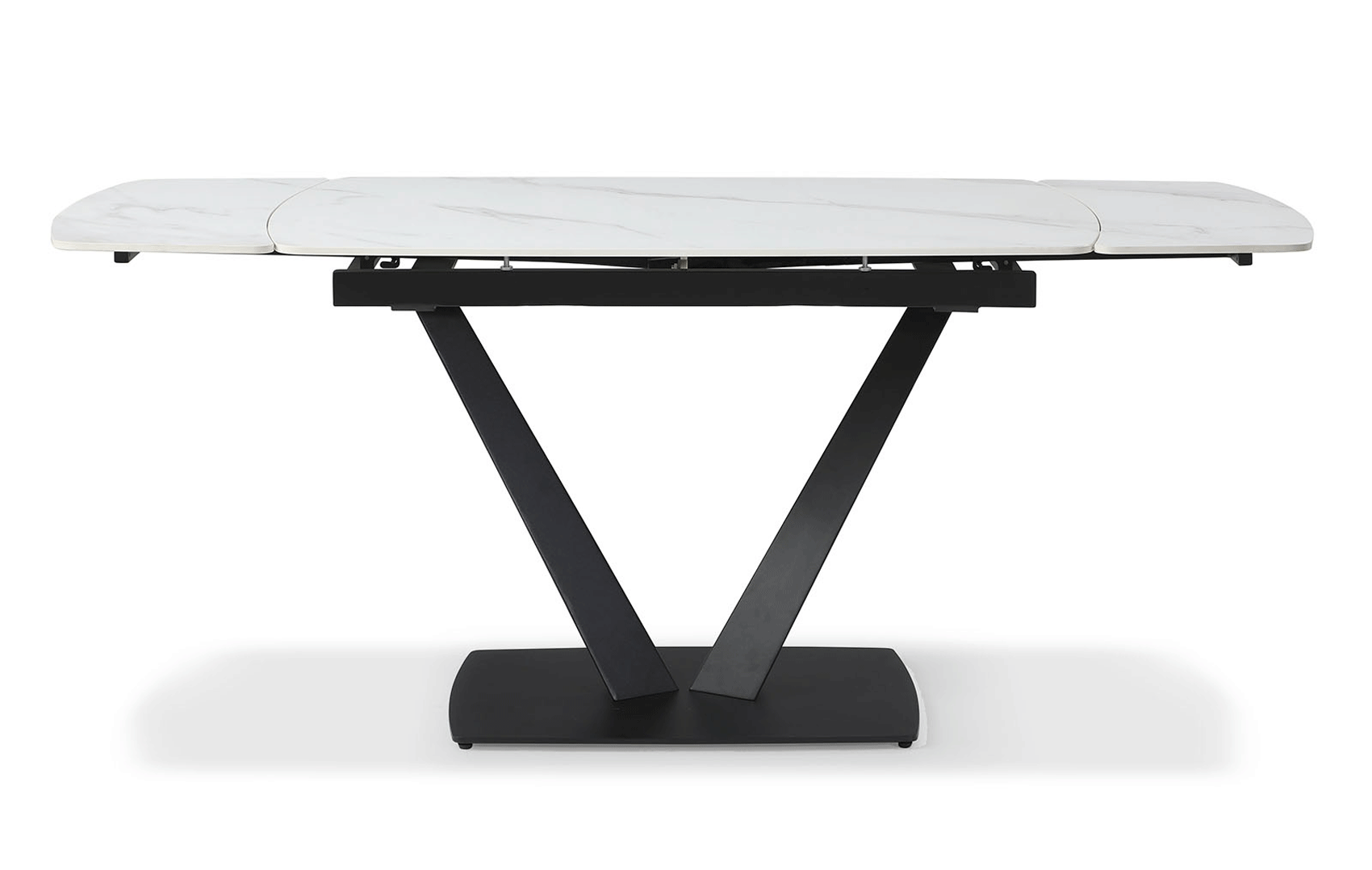 Niah dining table 47” - 71” BLACK BASE, with 4 chairs - Euro Living Furniture